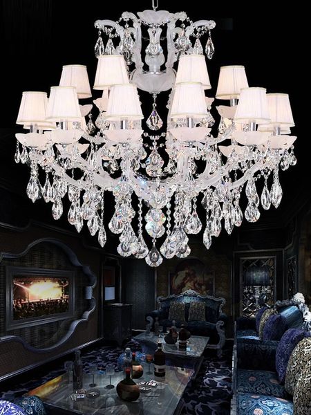 Klasik avize ışık fikstürü büyük kristal kolye lambası fuaye restoranı için açık beyaz kapalı aydınlatma projesi Maria Theresa lamba