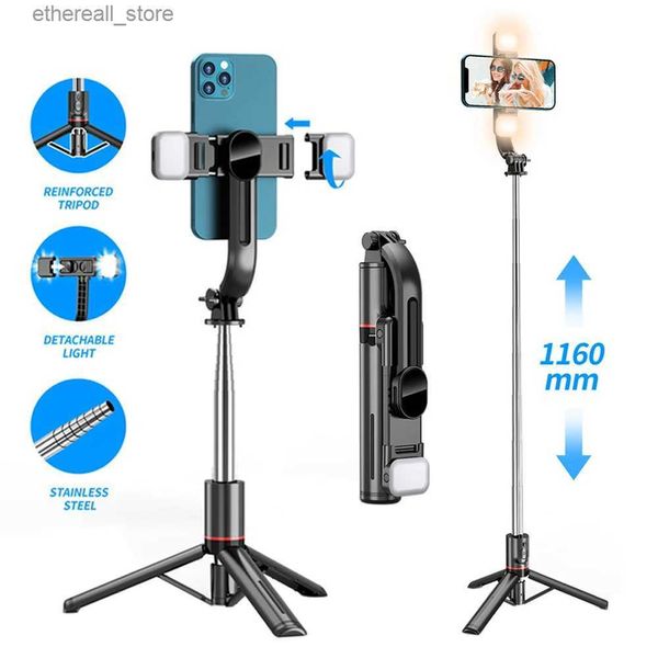 Selfie Monopods Erweiterter Bluetooth Wireless Selfie Stick Live Broacast Ständer Halter Stativ faltbar mit Fülllicht für Smartphones Q231110