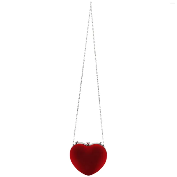 Borse da sera Borsa a tracolla con catena da donna con diamanti a forma di cuore Pochette da giorno per matrimoni (rosso)