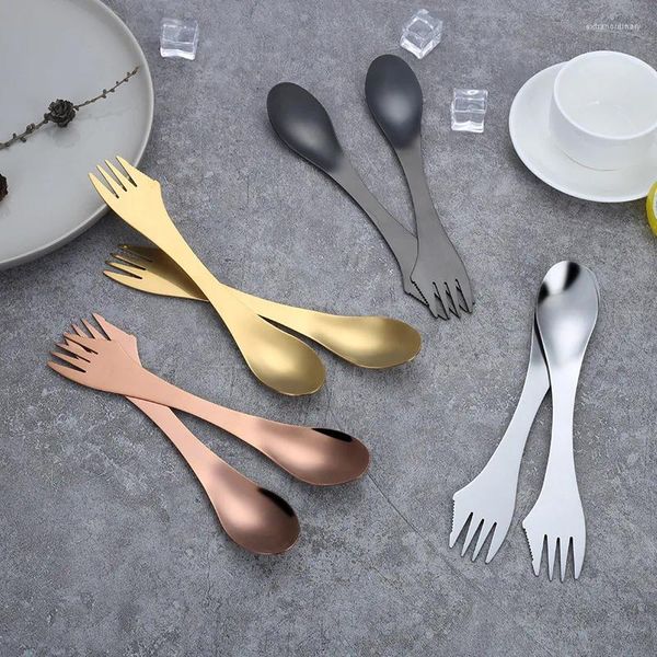 Garfos 1 Pc Titanium Garfo Colher Spork Cutelaria Utensílio Combo Cozinha Ao Ar Livre Picn In