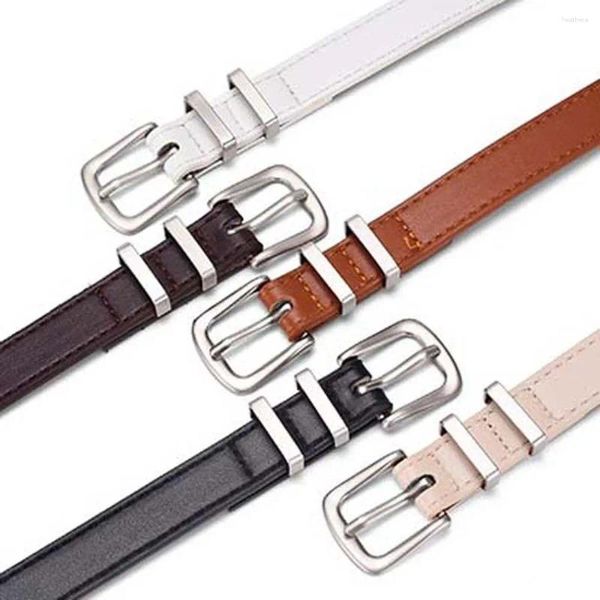 Cinture Coreano Elegante Pelle PU Cintura in vita sottile Donna Moda Gioielli per il corpo Fibbia in metallo Cintura sottile laterale semplice