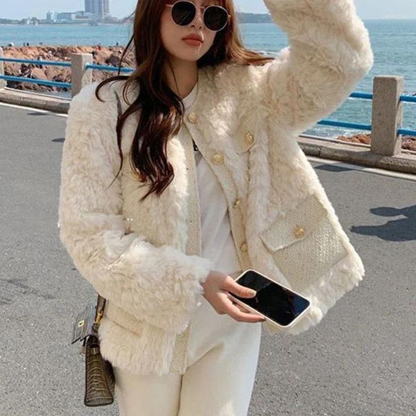 Damen Pelz Modell 2023 Daunenmäntel Mode Jacke Parkas Winter Flauschiger Faux French Vintage Mantel Damen Warm Gemütlich