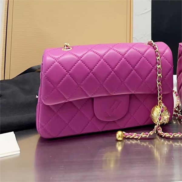 cc cf saco de designer rosa quente saco de luxo handbag clássico de retalho clássico mini crossbody sling bolsa de qualidade cadeia de metal de forma de ouro