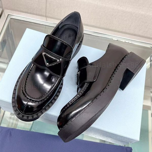 Designer-Loafer Monolith gebürstetes Leder, klobige Loafer für Damen, bequeme Freizeitschuhe, Oxford-Luxus-Damen-Loafer, klassische Schokoladen-Loafer mit Profilsohle, Arbeitsschuhe