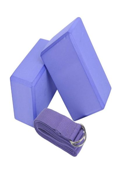 Conjunto de blocos e alças para ioga, blocos de pilates, alta densidade, eva, bloco de ioga, tijolo com cinta de iogue, cinto elástico, 3 peças, conjunto de blocos de ioga t193387465