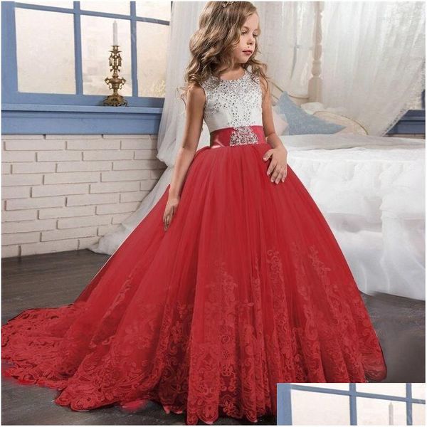 Vestidos da menina vestidos de menina meninas vestido de natal formal princesa para casamento e festa adolescente vestidos cauda longa crianças ano vestido gota deli dhaaj