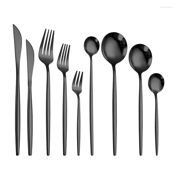 Geschirr Sets Schwarz Besteck Besteck Set 304 Edelstahl Luxus Besteck Hause Gabel Löffel Messer Küche Abendessen Drop Schiff