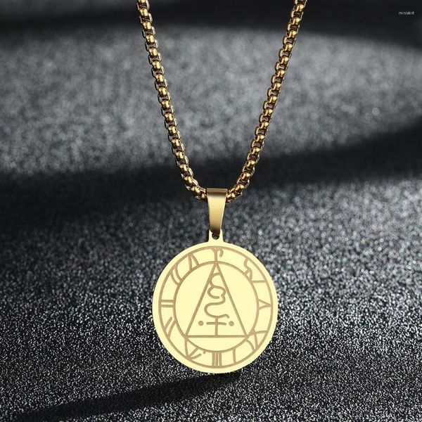 Colares pendentes Qiamni de Metatron Sigil Colar Amulet Aço inoxidável Viking Jóias de talismã para homens Mulheres