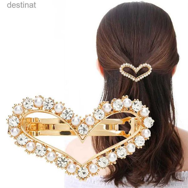 Copricapo Accessori per capelli Nuovo cuore cavo cristallo Artiglio per capelli Clip Semplice antiscivolo Oro geometrico Morsetto a molla Barrettes Mascelle per capelli Per donne Ragazze DailyL231110