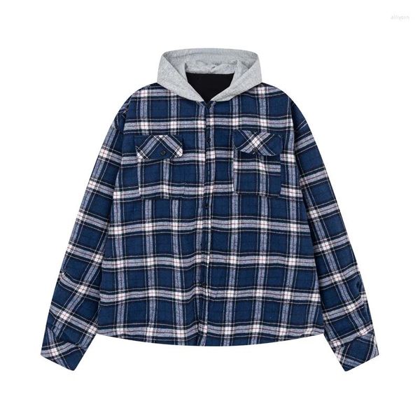 Herren Hoodies GRALIZ Cardigan Hoodie Reversible Plaid Jacke Damen Vintage Loose Casual Herbst Wintermantel