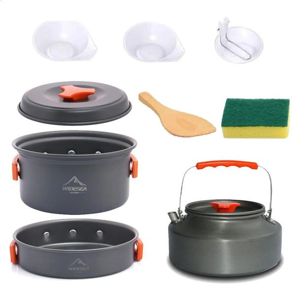 Acampamento cozinha widesea acampamento utensílios de mesa ao ar livre conjunto potes pratos turísticos bowler equipamento engrenagem utensílios caminhadas piquenique viagem 231109