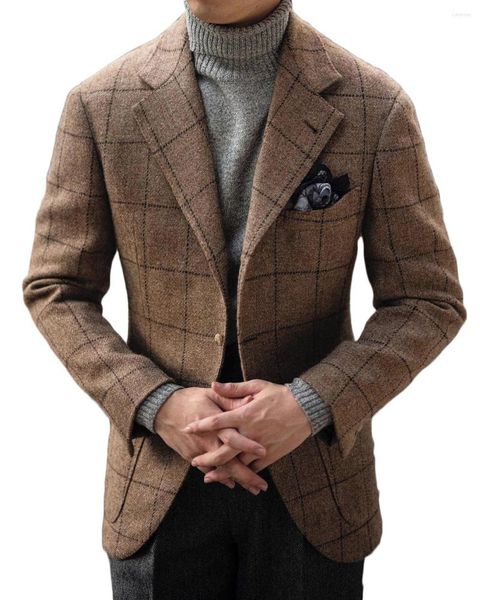 Herrenanzüge Wollblazer Retro Gentleman-Stil nach Maß Plaid Formal Singal Breasted Smart Casual Party Abend Hochzeitskleidung