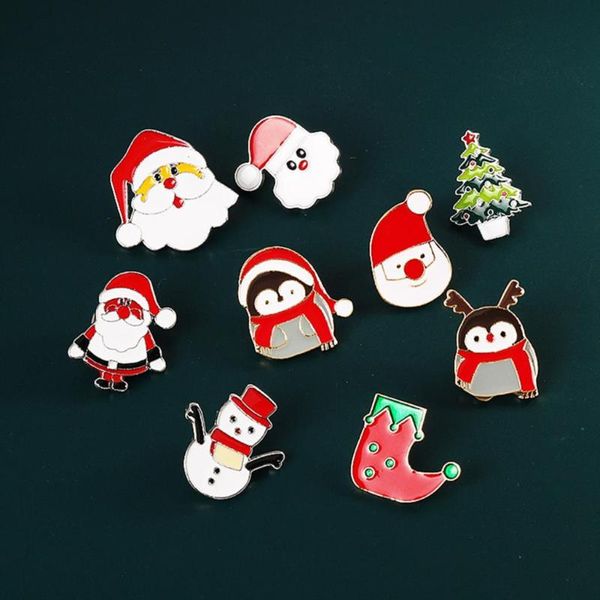 Spille Spille Serie natalizie Spilla per cartoni animati Babbo Natale Pupazzo di neve Pinguino Albero Distintivi per zaino Accessori per gioielli regalo per bambini