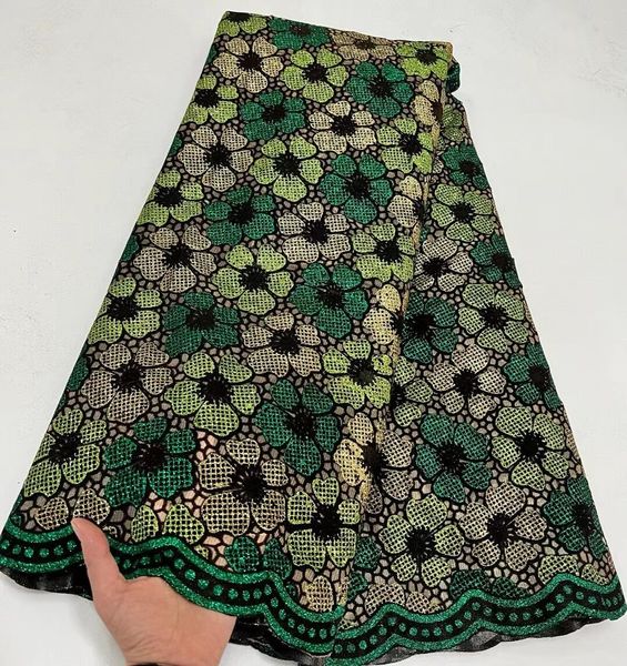 Kumaş Yüksek Kaliteli Afrika Nijeryalı Dantel Kumaş Nakış Tül Saf Düğün Partisi Elbise Giper Sequines Sewins Dikiş Boncukları 5yards 230410