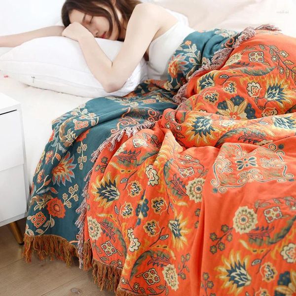 Cobertores Puro Algodão Sofá Lance Cobertor Verão Cooling Quilt Nap Fino Multifuncional Disponível para Atacado