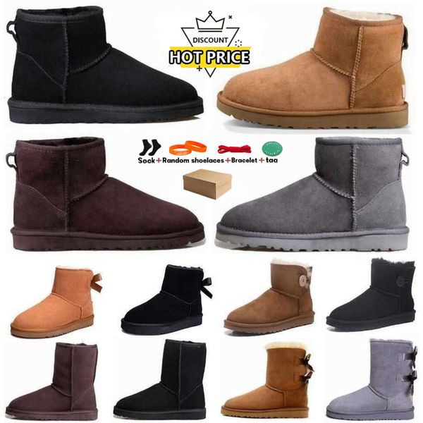 Tasarımcı Kadın Deri Botlar Örgü Rahat Avustralya Uggliss Boots Süet Koyun Dinleri Kısa Mini Yay Haki Siyah Beyaz Pembe Donanma Sneakers Kutu