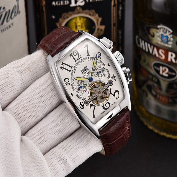 Franck relógios de pulso para homens 2023 relógios masculinos tourbillon cinco agulhas automático mecânico wastch de alta qualidade marca de luxo pulseira de couro moda presente fm