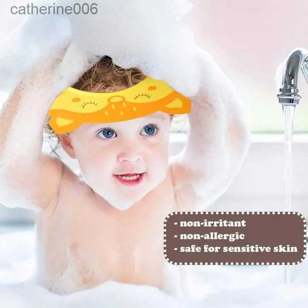 Cuffie da doccia Baby Shower Visiera impermeabile per vasca da bagno per bambini con protezione per le orecchie per lavare i capelli Visiera di sicurezza regolabile in morbido silicone PP TPEL231111