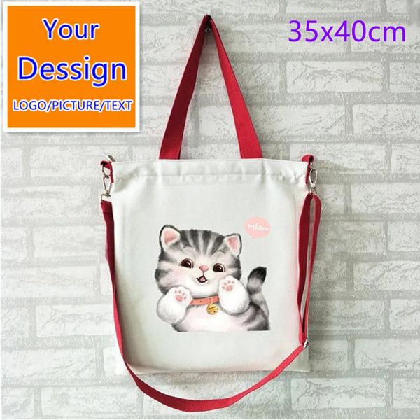 Einkaufstaschen Canvas Tote Bag Benutzerdefiniertes Leinen mit Aufdruck Passen Sie Ihr Bild DIY an