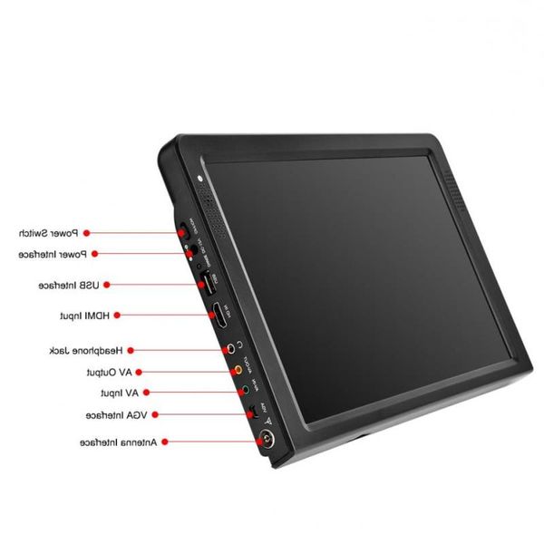 Бесплатная доставка 12-дюймовый портативный мини-телевизор поддерживает DVB-T/T2/H265/Hevc Dolby Ac3 1280*800 TF-карту для дома/автомобиля с автомобильным зарядным устройством Автомобильное крепление Pdiso