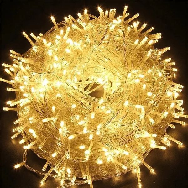 Decorações de Natal 10M 20M 50M 100M Luzes de guirlanda de Natal LED String Light Festoon Lâmpada Iluminação decorativa ao ar livre para festa de casamento 231109