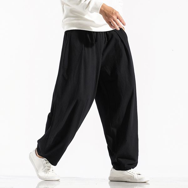 Calça masculina de cor sólida harém de cor de harém de harajuku estilo masculino comprimento de tornozelo masculino calças casuais tamanho grande 5xl 230410