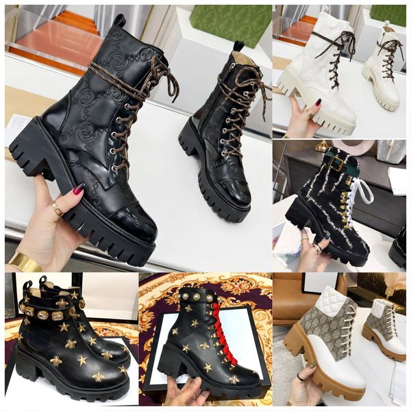 Designer Martin Boots Matelasse Lace-Up Boot Bordado Bee Star Chunky Heeled Luxurious Desert Boot