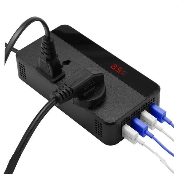 Conversor de 200 W 12 V para 220 V Cabo de alimentação plugue com display digital Inversor de energia para carro dois soquete universal 4 adaptador USB modificado Sine Wa Iitu