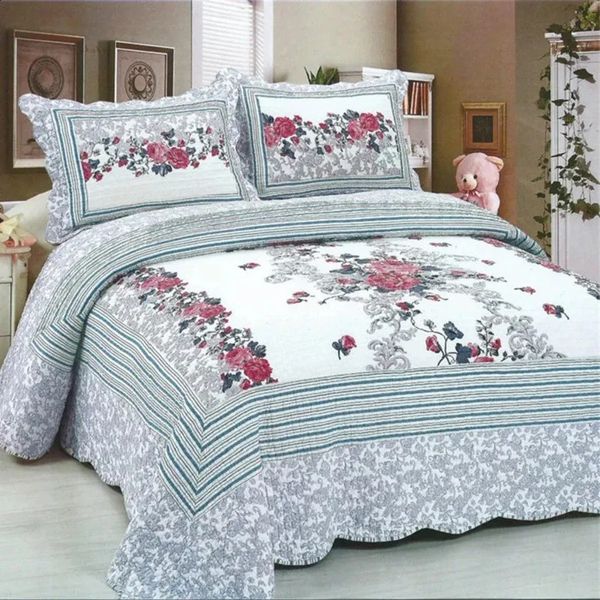 Conjuntos de cama Handmade 100% Algodão Quilted Colcha Set Patchwork Duvet Linho Cobertor Cubrecam Colcha Colcha Summer Quilt Bedding Set 3 PCS 231110