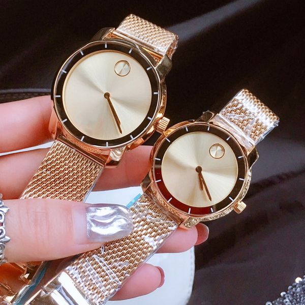 İzle Erkek Kadınlar İzler Yüksek Kaliteli Tasarımcı Çift Saatler Kuvars Hareketi 36mm 42mm Dial Sapphire Cam Ayna Çelik Mesh Kayış Moda İzle