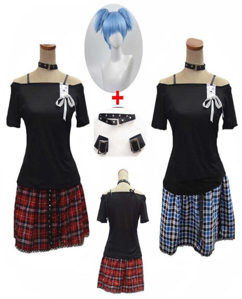 Animal Classroom Murder Shiota Nagisa Punk Girl Uniformen Halloween Party Cosplay Kostüm Komplettset mit Zubehör und Perücke G092225669