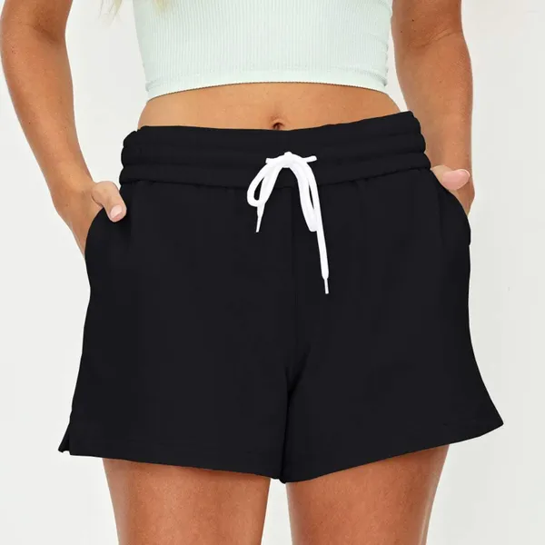 Shorts femininos tamanho pequeno vestidos elásticos confortáveis cintura alta cordão casual verão v pescoço curto para mulher