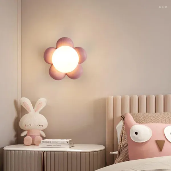Wandleuchte Kinderzimmer LED Moderner Harzkörper Blumenstil Schlafzimmer Wohnzimmer Restaurant Dekor Beleuchtung Decke Home Lights