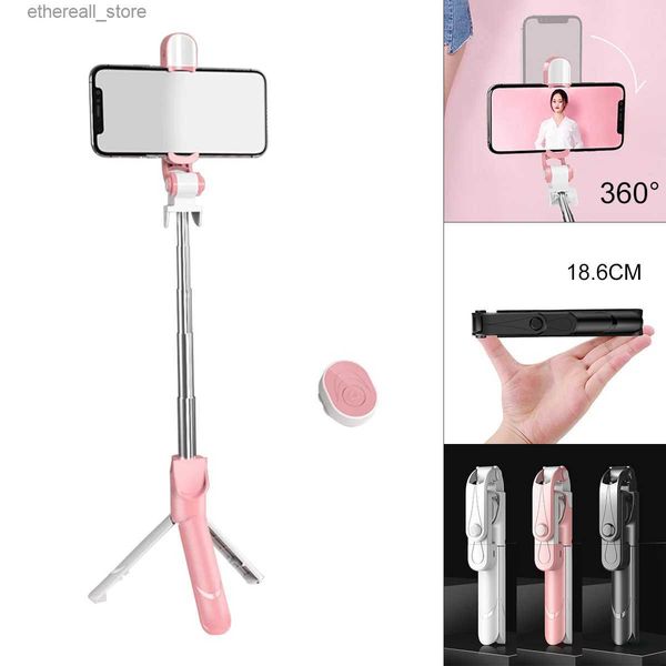 Selfie Monopods Telescópico Selfie Stick para celular com luz de preenchimento Suporte para telefone Tripé Gimbal portátil adequado para Live / Vlog / Vídeo Q231110