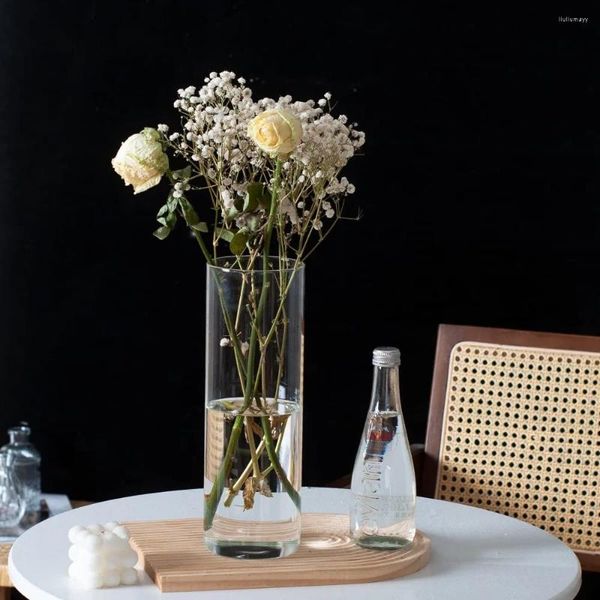 Vasi alti 12 pollici (30 cm) centrotavola cilindrico in vetro trasparente vaso per fiori portacandele galleggiante