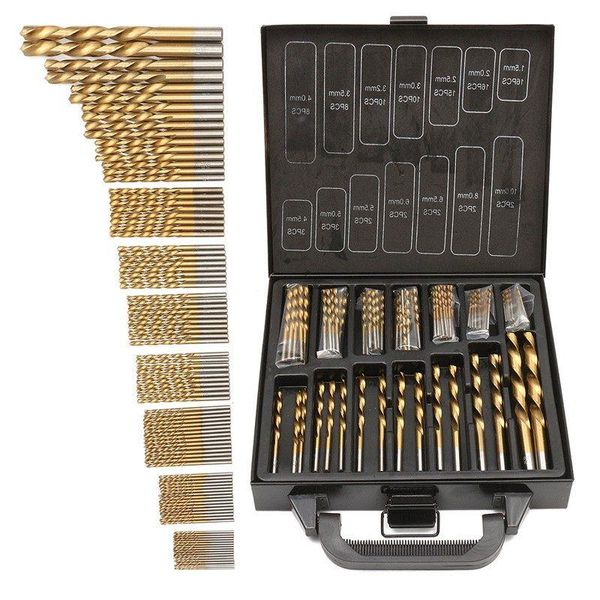 Freeshipping 99 Teile/los Titanbeschichtetes HSS-Spiralbohrer-Set und Gehäuse Kunststoff Holz Metall Kit Top Qualität Vjkwf