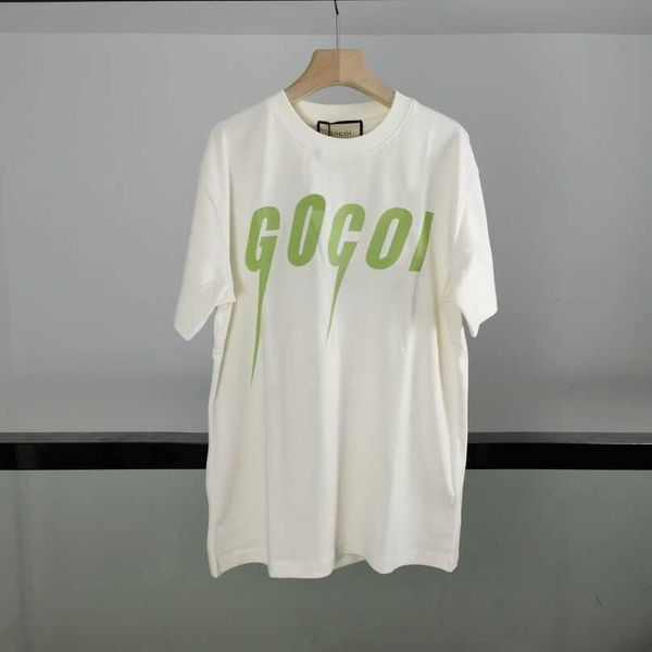 Luxus-Designer-Frauen-T-Shirt Selbst entworfenes Sommer-Grün-Blitz-Blatt-Druck-Paar-Hülsen-T-Shirt Loose Fit