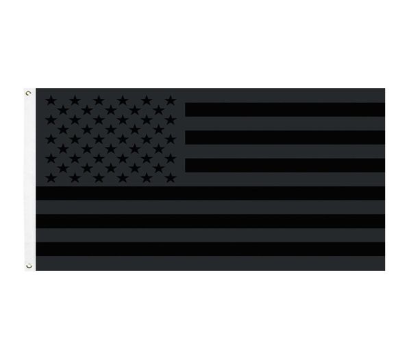 Black American Flag Star Stripe Grey USA National Country Flags of America 3x5ft großer Polyester -Stoff Doppelstiche2850294