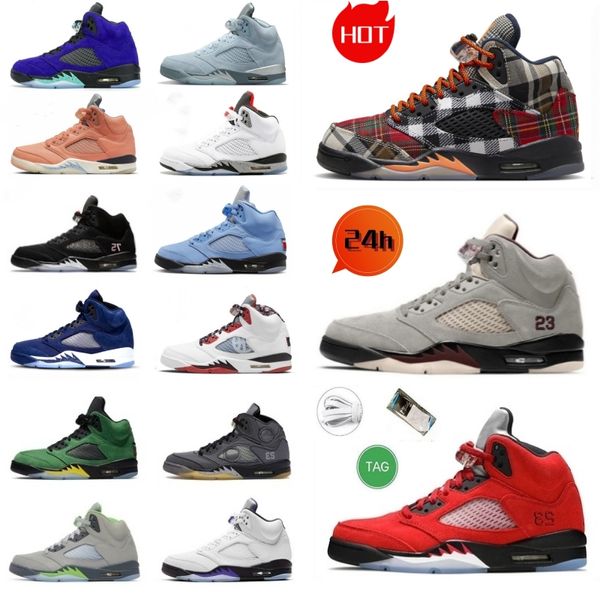 Scarpe da basket retrò 5s Scarpe da uomo per esterni Green Bean Dark Concord International Flight Raging Bull Red suede Jade Horizon Bluebird Sneakers da uomo Scarpe da ginnastica