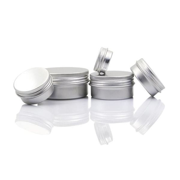 Verpackungsflaschen Großhandel leere Aluminium-Lippenbalsam-Behälter Kosmetische Cremedosen Zinn Handwerk Topfflasche 5 10 15 30 50 100g Drop Deliv Dhwe8