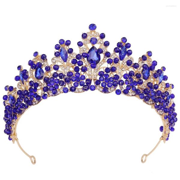 Fermagli per capelli Copricapo di cristallo verde blu Barocco Vintage Cuore Diademi da sposa Corone Copricapo da donna Gioielli da principessa Accessori per feste