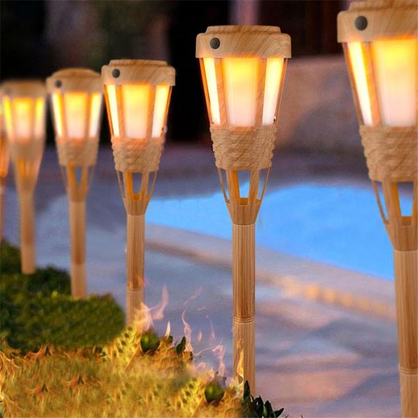 Газонные лампы на открытом воздухе садовый солнечный путь световой тики факелы огни водонепроницаемые мерцающие танцевальные пламя