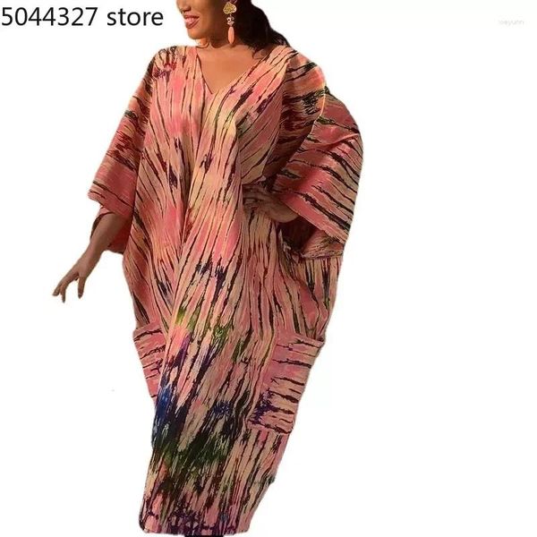 Ethnische Kleidung 2023 Afrikanische Kleider für Frauen Elegante Afrika Herbst Langarm V-ausschnitt Print Party Abendkleid Kleider