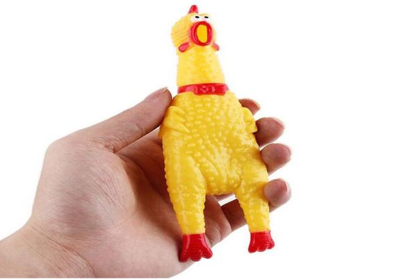 17 cm di piccole dimensioni giallo mini urlante pollo di gomma cane da compagnia giocattoli d'amore Squeak Squeaker Chew Gift8827046