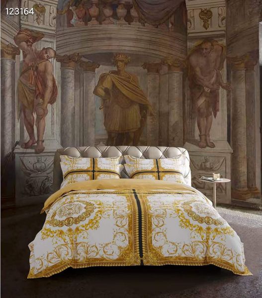 Luxo 5 pçs almofada para presente designer ouro king size conjunto de cama colcha/capa edredão define tamanho grande 100 algodão tecido estilo europeu