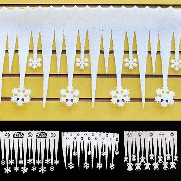 Weihnachtsschmuck Weiße Schneeflocke Eisstreifen Ornament Frohe Party DIY Fensterdekoration Eiszapfen Anhänger Dekorationen1