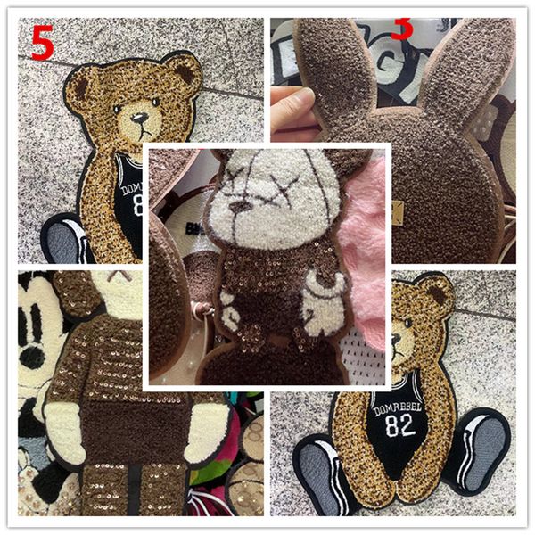 5 peças/pacote remendo costurado à mão urso coelho toalha bordado remendo camiseta para baixo jaqueta embelezamento personalizado diy