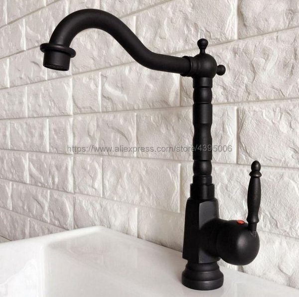 Rubinetti per lavabo da bagno Rubinetto per lavabo in ottone nero Rubinetto girevole a 360 gradi Miscelatore per lavabo da cucina a doppia maniglia Bnf354