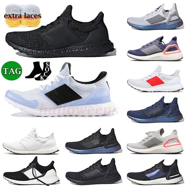 Moda Ultraboosts 22 20 19 Running Shoes Mulheres Mens Ultra 4.0 DNA Sneakers Clássico na Nuvem Branco Preto ISS US National Lab Runners Treinadores de malha Jogging Walking