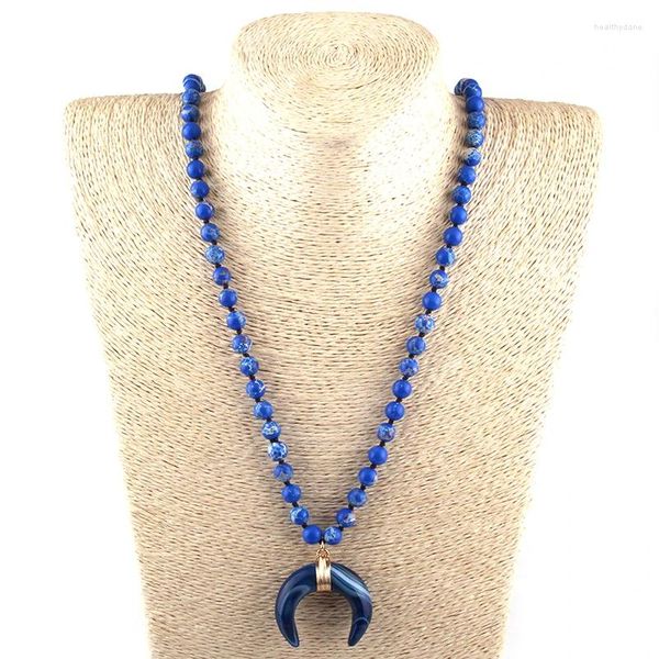 Collane con ciondolo Pietre impero semipreziose naturali di moda con ciondolo a croce Collana fatta a mano Gioielli da donna